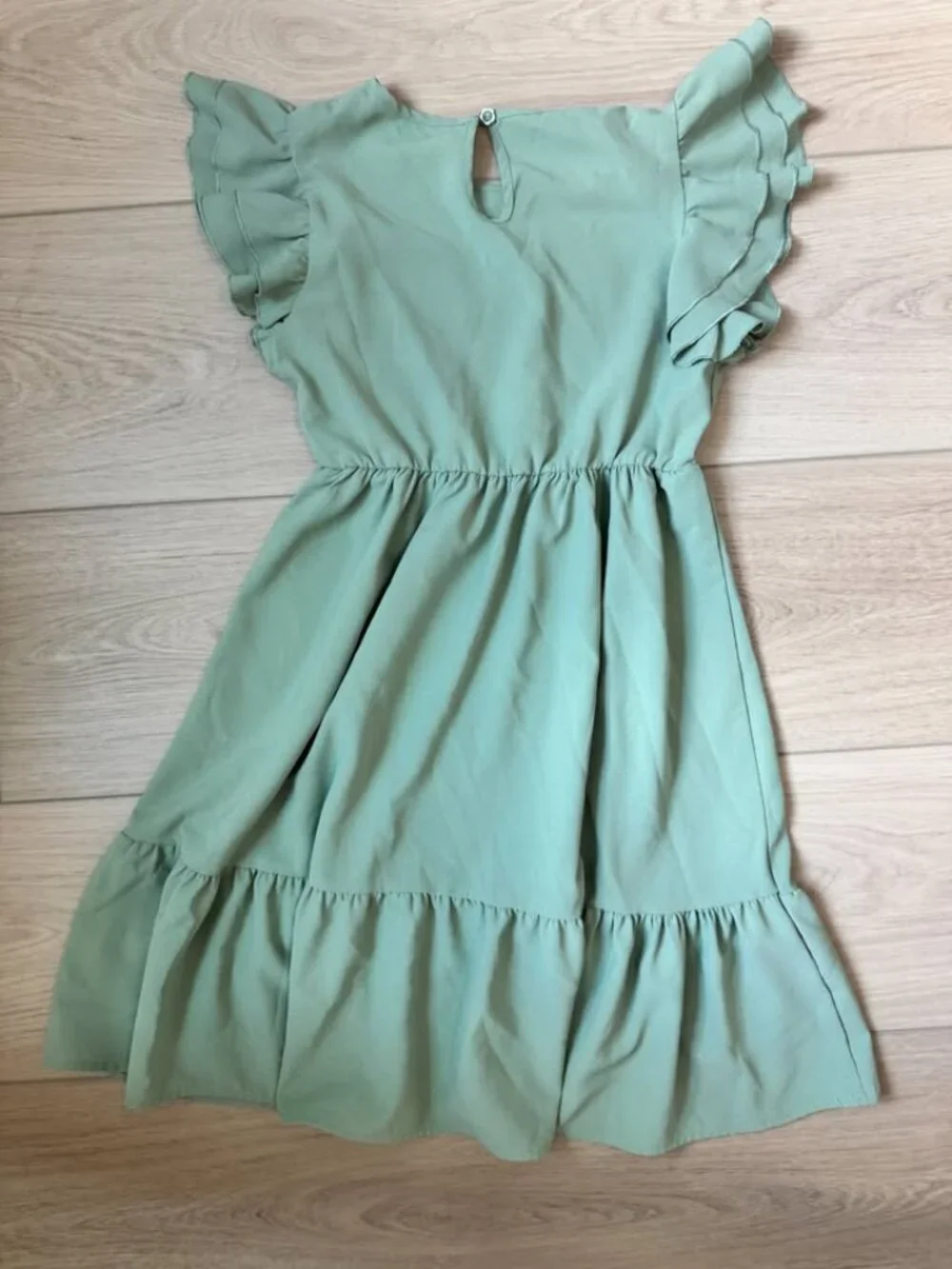 Girls Summer Dress, Ruffle Sleeve, Chiffon Dress, Size 10-11 Years